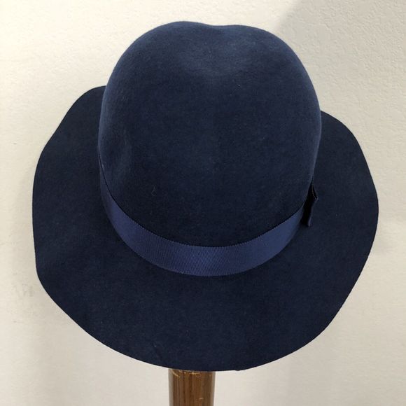 Vtg Bermona Trend London Hat Navy Blue Wool Felt Fedora Women's Fashion Hat OS - Picture 4 of 7